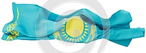 Vibrant Kazakhstani Flag Billowing in the Breeze with Ornate Patterns