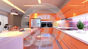 Vibrant Kitchen with Custom Built-In Appliances