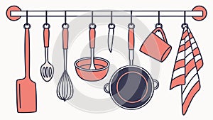 Vibrant Kitchen Tools and Cookware, Culinary Essentials Collection, vector design Generative AI