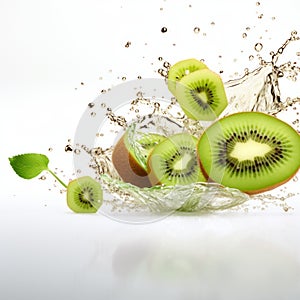 Vibrant Kiwi Fruit Splash: Commercial Imagery With Velvia Style