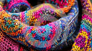 Vibrant Knitted Wool Texture in Close-Up