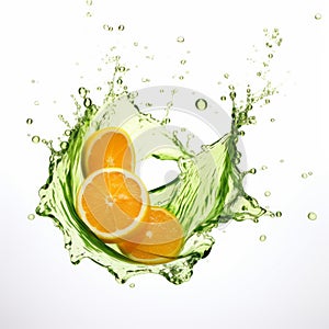 Vibrant Kombucha Splash On Green Tangerine - Hd, Hr, 12k