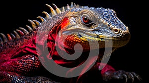 Vibrant Komodo Dragon: Dark Red And Light Gold Iguana Portrait