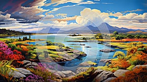 Vibrant Scottish Landscape Painting With River - Inspired By Tim Hildebrandt photo