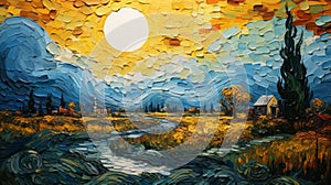Vibrant Landscape Painting: Memories Of Van Gogh In Brabant