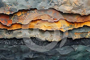 Vibrant layers of rock strata in geological formation natural wallpaper background
