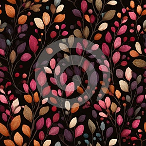 Vibrant Leaf Pattern on Dark Background for Art and Design Projects