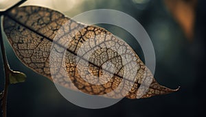 Vibrant leaf vein pattern on autumn tree generated by AI