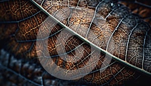 Vibrant leaf vein pattern, macro focus on textured plant cell generated by AI