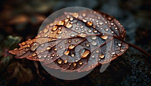 Vibrant leaf vein pattern in wet macro close up beauty generated by AI