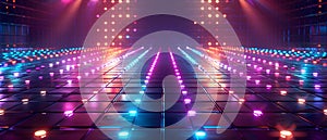 Vibrant LED-lit disco dance floor ideal for virtual reality experience. Concept Disco Dance Floor,