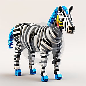 Vibrant Lego Zebra 3d Model With Symbolic Elements