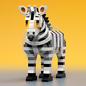 Vibrant Lego Zebra With Maya Rendered Background