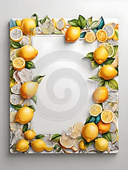 Vibrant Lemon Frame Decoration with Fresh Citrus Design for a Bright and Cheerful Decor photo