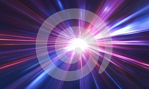 Vibrant light burst with dynamic rays in cosmic space background