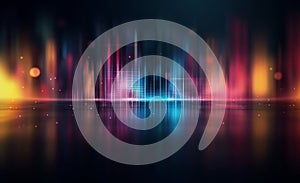 Abstract Light Patterns With Colorful Reflections in a Dark Space