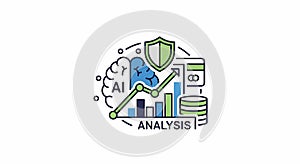 AI Data Analysis, Growth, and Security Concept Icon