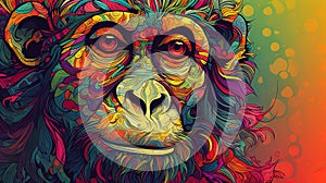 Vibrant Line Art of an Monkey