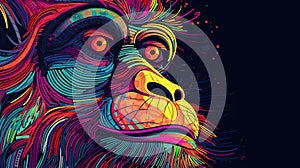 Vibrant Line Art of an Monkey