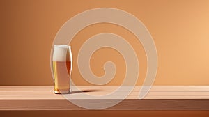 Vibrant And Lively Beer Glass On Wooden Table - Streamlined Design