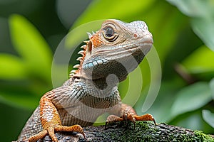 Colorful Lizard in Lush Greenery - Wildlife Focus for Nature Photography Generative AI photo