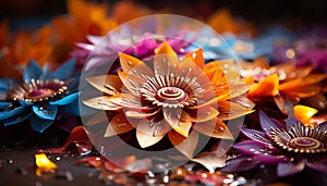 The vibrant lotus flower blossoms, symbolizing beauty and growth generated by AI