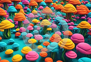 Vibrant Low Poly Garden Nature Scene in Pixar Art Style photo