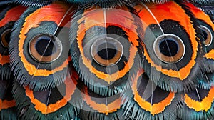 Vibrant Macro Photography of Butterfly Wing Patterns with Orange and Black Eyespot Details