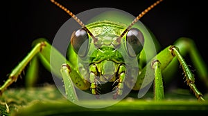 Vibrant Macro Photography: Capturing A Striking Cricket On Dew-covered Grass