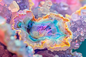 Vibrant Macro Photography of Colorful Agate Slice