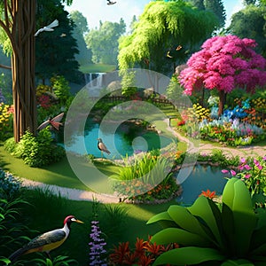 A Vibrant and Magnificent Garden Oasis, Made with Generative AI