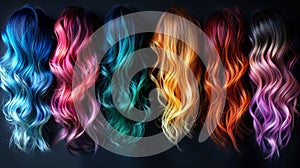 Vibrant makeup and hair extensions displayed on colorful mockup background for stunning beauty looks