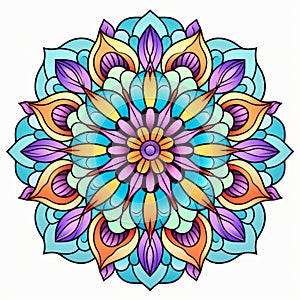 Vibrant Mandala Coloring: Sharp, Vivid, And Hand-coloring Illustration