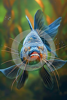 Vibrant Mandarinfish Portrait with Elegant Fin Display in a Pristine Marine Environment