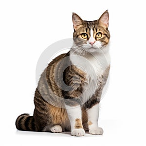 Vibrant Manx Cat Illustration On White Background