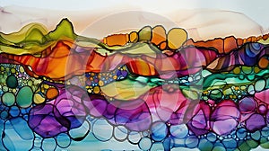 Vibrant marble ink texture with colorful swirls and gradient patterns in abstract design