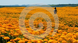 Vibrant Marigold Field: A Captivating Display Of Colorful Beauty photo