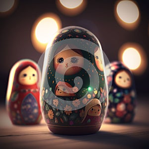 Vibrant Matryoshkas, Traditional Russian Nesting Dolls