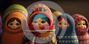 Vibrant Matryoshkas, Traditional Russian Nesting Dolls