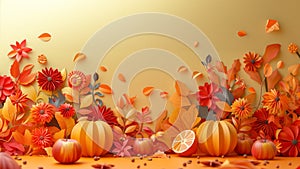 Autumn Abundance: Colorful Harvest and Leaves Design photo