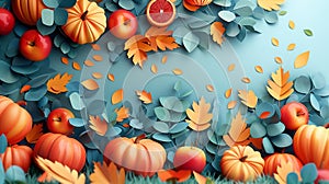 Autumn Abundance: Colorful Harvest and Leaves Design photo