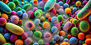 Vibrant Microscopic View of a Bacteria Colony Detailed Cellular Structure and Prokaryotic Diversity