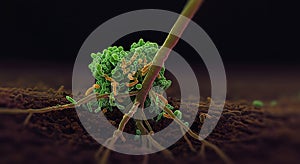 Vibrant microscopic view of a complex ecosystem