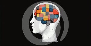 A vibrant mind bursts with creativity, imagination flowing freely, shaping ideas into unique visions and innovative concepts photo