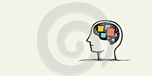 A vibrant mind bursts with creativity, imagination flowing freely, shaping ideas into unique visions and innovative concepts photo