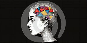 A vibrant mind bursts with creativity, imagination flowing freely, shaping ideas into unique visions and innovative concepts photo