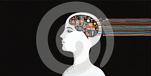 A vibrant mind bursts with creativity, imagination flowing freely, shaping ideas into unique visions and innovative concepts photo