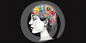 A vibrant mind bursts with creativity, imagination flowing freely, shaping ideas into unique visions and innovative concepts photo