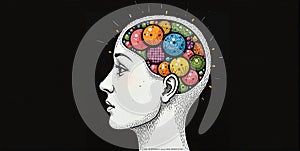 A vibrant mind bursts with creativity, imagination flowing freely, shaping ideas into unique visions and innovative concepts photo