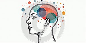 A vibrant mind bursts with creativity, imagination flowing freely, shaping ideas into unique visions and innovative concepts photo